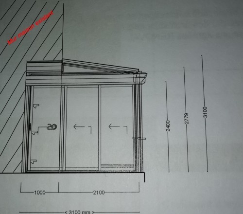 Vue pignon gauche /Coulissant 2 ventaux