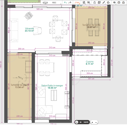 plan d'une partie du rez-de-chaussée + véranda